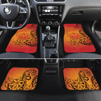 French Polynesia Manta Ray Tattoo Car Mats Tahiti Hahalua Tiare Maori Gradient Style LT14 Set 4pcs Orange - Polynesian Pride