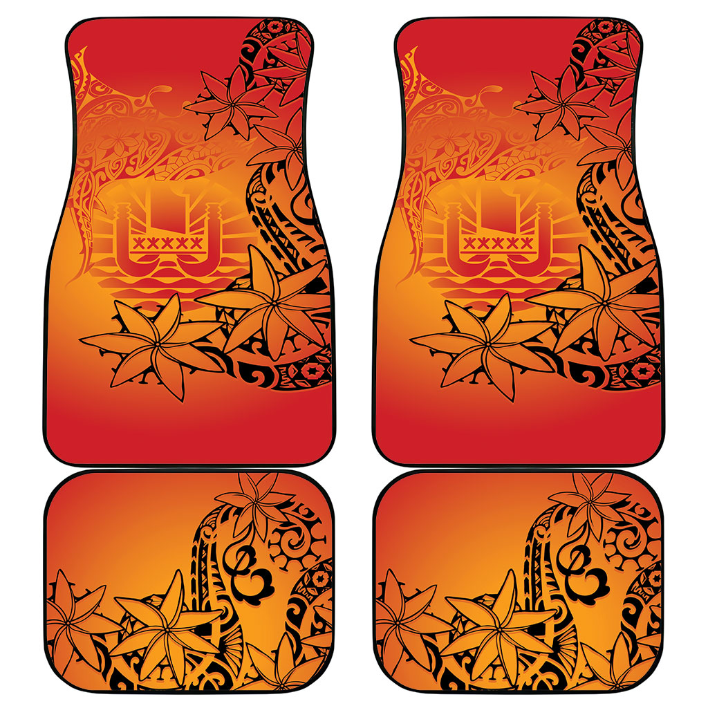 French Polynesia Manta Ray Tattoo Car Mats Tahiti Hahalua Tiare Maori Gradient Style LT14 - Polynesian Pride