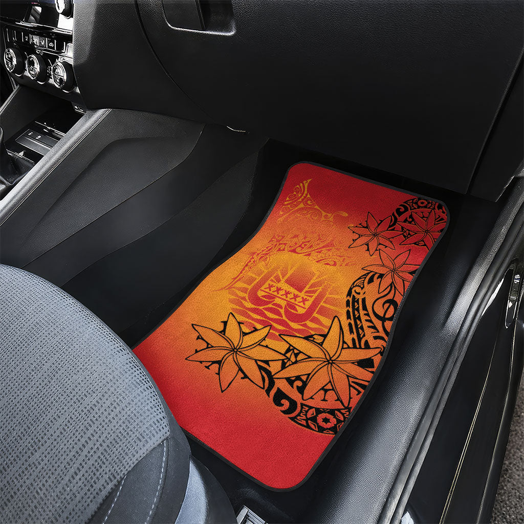 French Polynesia Manta Ray Tattoo Car Mats Tahiti Hahalua Tiare Maori Gradient Style LT14 - Polynesian Pride