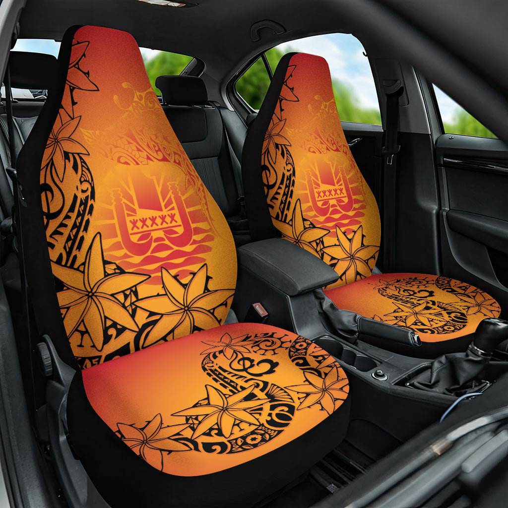 French Polynesia Manta Ray Tattoo Car Seat Cover Tahiti Hahalua Tiare Maori Gradient Style