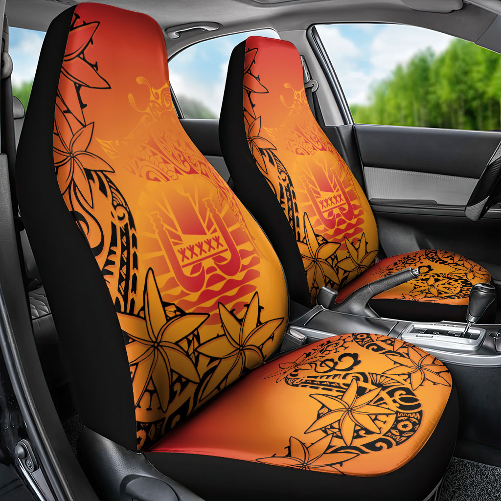 French Polynesia Manta Ray Tattoo Car Seat Cover Tahiti Hahalua Tiare Maori Gradient Style
