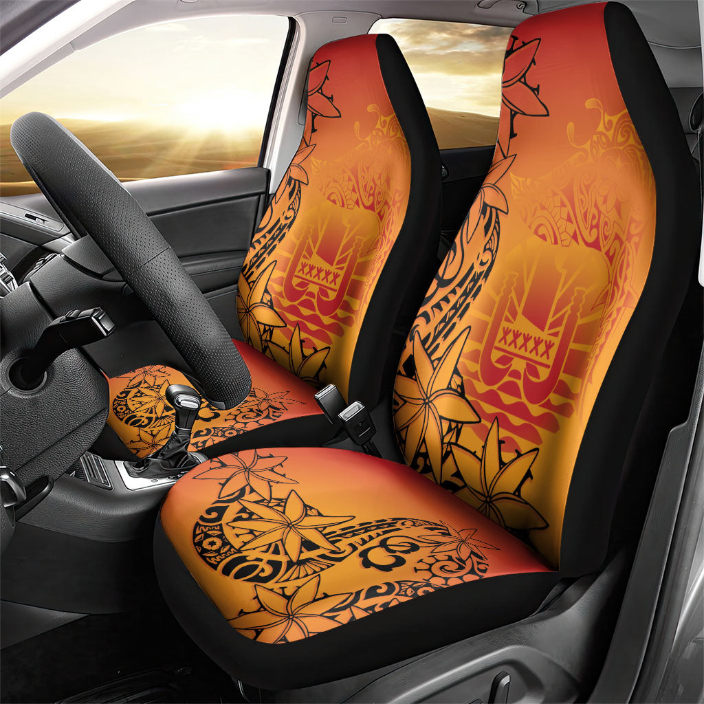 French Polynesia Manta Ray Tattoo Car Seat Cover Tahiti Hahalua Tiare Maori Gradient Style