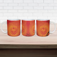 French Polynesia Manta Ray Tattoo Ceramic Mug Tahiti Hahalua Tiare Maori Gradient Style