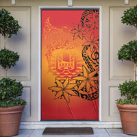 French Polynesia Manta Ray Tattoo Door Cover Tahiti Hahalua Tiare Maori Gradient Style