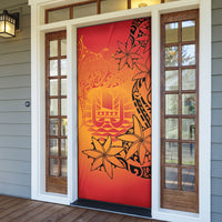 French Polynesia Manta Ray Tattoo Door Cover Tahiti Hahalua Tiare Maori Gradient Style