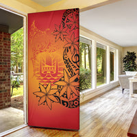 French Polynesia Manta Ray Tattoo Door Cover Tahiti Hahalua Tiare Maori Gradient Style