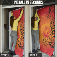 French Polynesia Manta Ray Tattoo Door Cover Tahiti Hahalua Tiare Maori Gradient Style
