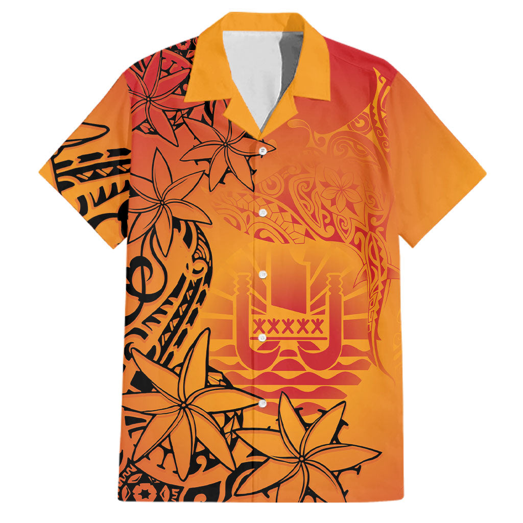 French Polynesia Manta Ray Tattoo Family Matching Long Sleeve Bodycon Dress and Hawaiian Shirt Tahiti Hahalua Tiare Maori Gradient Style