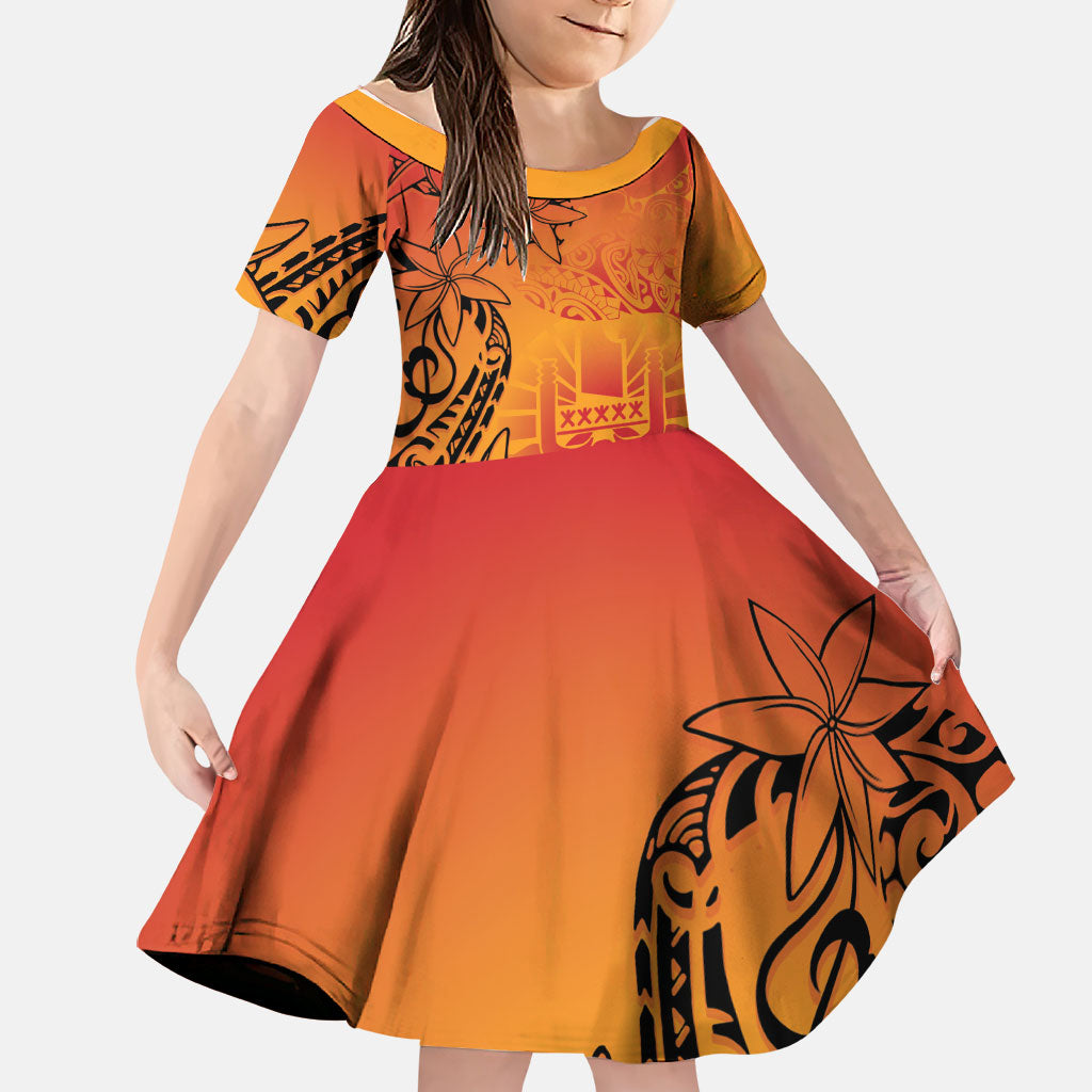 French Polynesia Manta Ray Tattoo Family Matching Short Sleeve Bodycon Dress and Hawaiian Shirt Tahiti Hahalua Tiare Maori Gradient Style