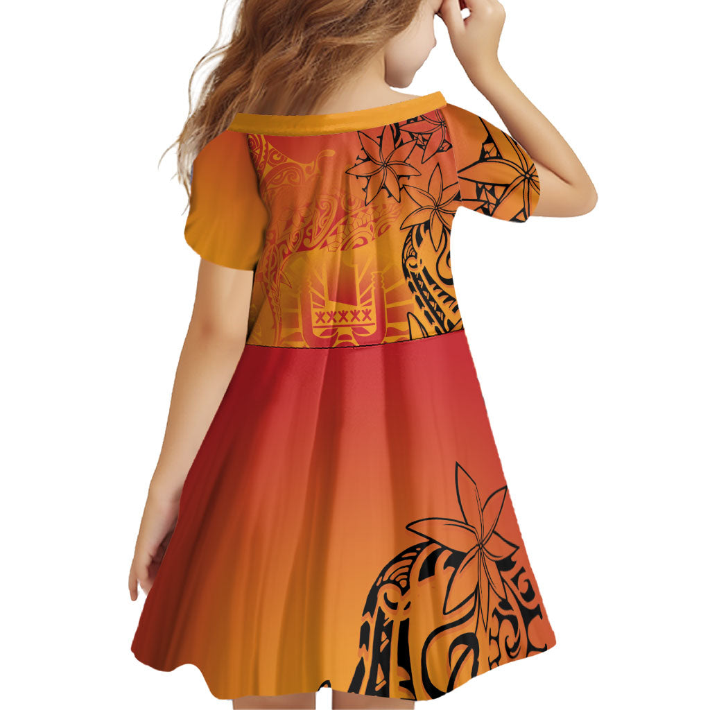 French Polynesia Manta Ray Tattoo Family Matching Short Sleeve Bodycon Dress and Hawaiian Shirt Tahiti Hahalua Tiare Maori Gradient Style