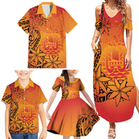 French Polynesia Manta Ray Tattoo Family Matching Summer Maxi Dress and Hawaiian Shirt Tahiti Hahalua Tiare Maori Gradient Style