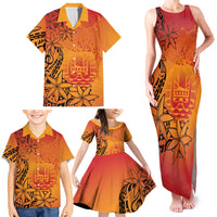 French Polynesia Manta Ray Tattoo Family Matching Tank Maxi Dress and Hawaiian Shirt Tahiti Hahalua Tiare Maori Gradient Style