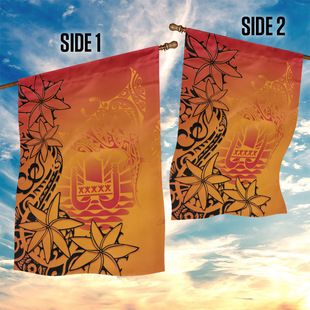 French Polynesia Manta Ray Tattoo Garden Flag Tahiti Hahalua Tiare Maori Gradient Style LT14 - Polynesian Pride