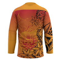 French Polynesia Manta Ray Tattoo Hockey Jersey Tahiti Hahalua Tiare Maori Gradient Style LT14 - Polynesian Pride