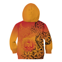 French Polynesia Manta Ray Tattoo Kid Hoodie Tahiti Hahalua Tiare Maori Gradient Style LT14 - Polynesian Pride