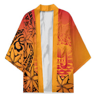 French Polynesia Manta Ray Tattoo Kimono Tahiti Hahalua Tiare Maori Gradient Style LT14 Unisex Orange - Polynesian Pride