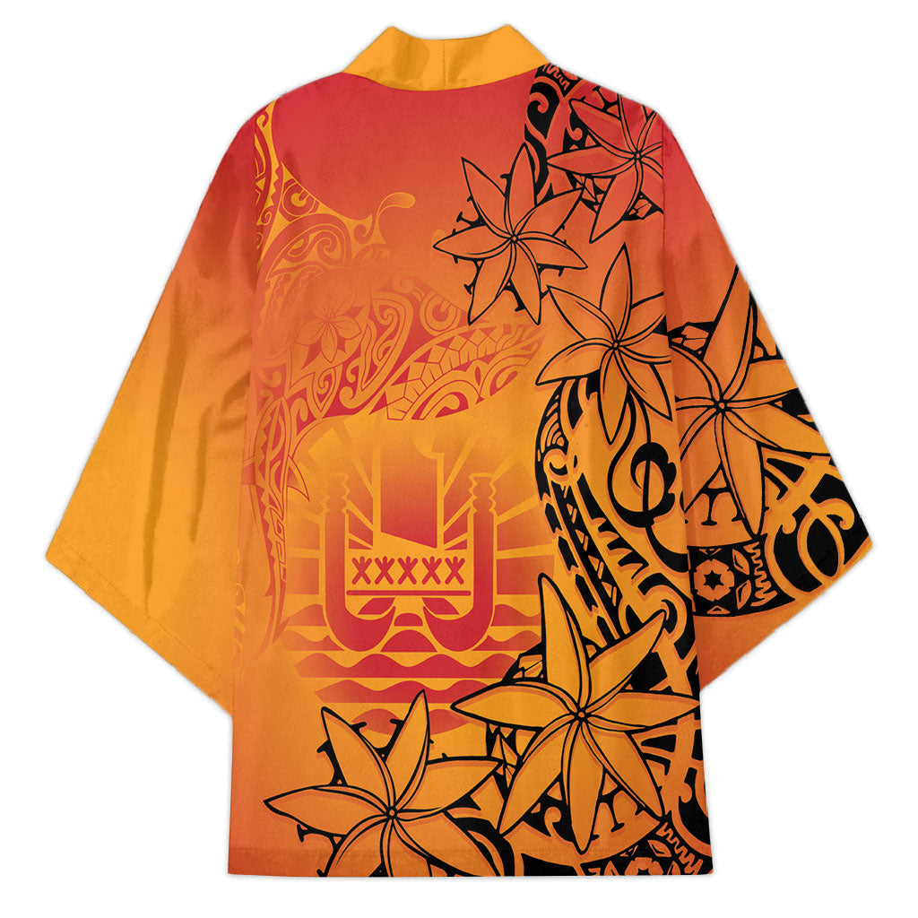 French Polynesia Manta Ray Tattoo Kimono Tahiti Hahalua Tiare Maori Gradient Style LT14 - Polynesian Pride