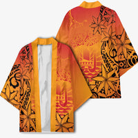 French Polynesia Manta Ray Tattoo Kimono Tahiti Hahalua Tiare Maori Gradient Style LT14 - Polynesian Pride