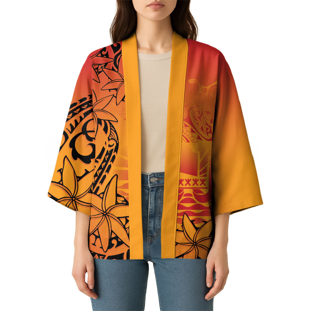 French Polynesia Manta Ray Tattoo Kimono Tahiti Hahalua Tiare Maori Gradient Style LT14 - Polynesian Pride