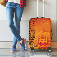 French Polynesia Manta Ray Tattoo Luggage Cover Tahiti Hahalua Tiare Maori Gradient Style LT14 - Polynesian Pride