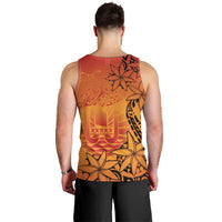 French Polynesia Manta Ray Tattoo Men Tank Top Tahiti Hahalua Tiare Maori Gradient Style LT14 - Polynesian Pride