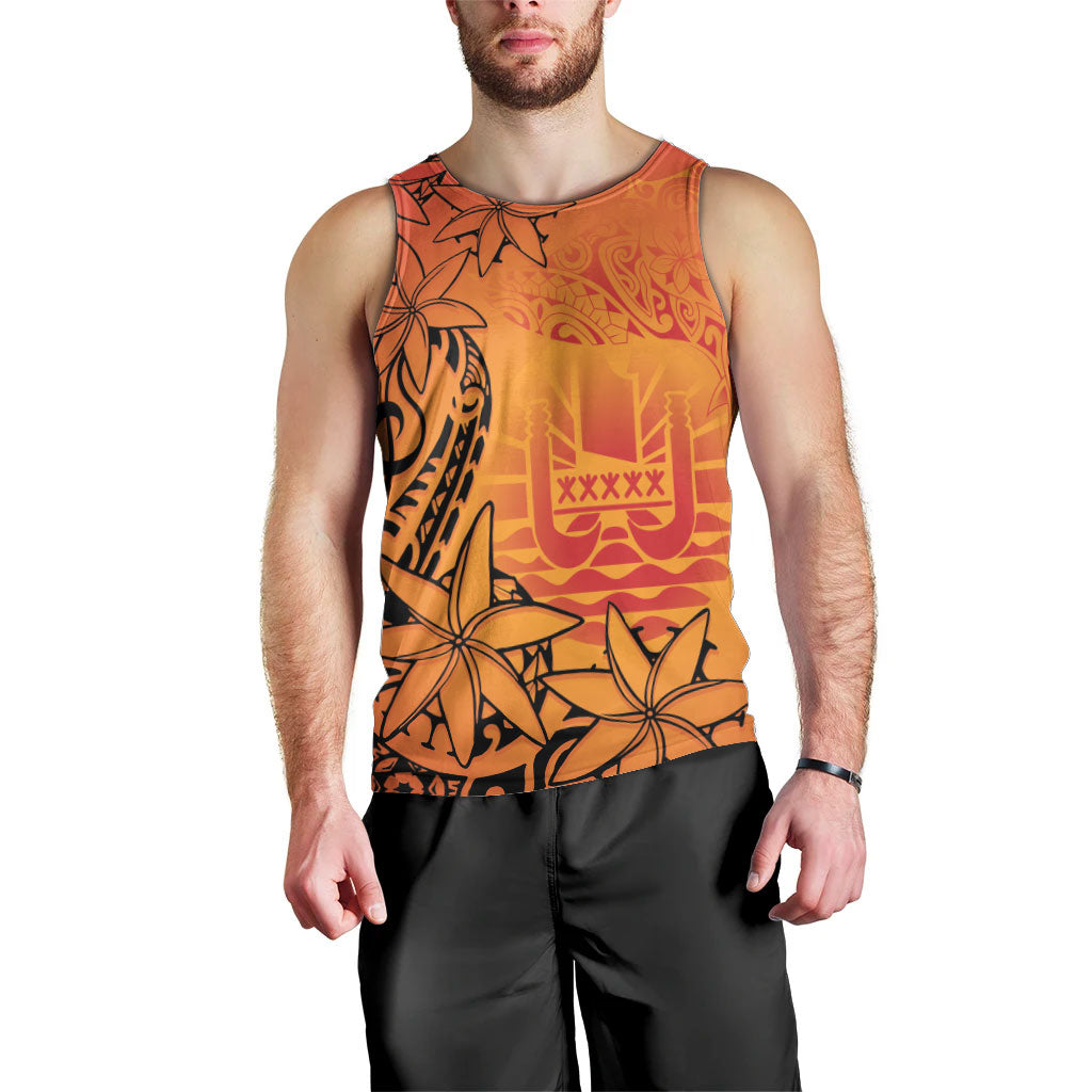 French Polynesia Manta Ray Tattoo Men Tank Top Tahiti Hahalua Tiare Maori Gradient Style LT14 - Polynesian Pride