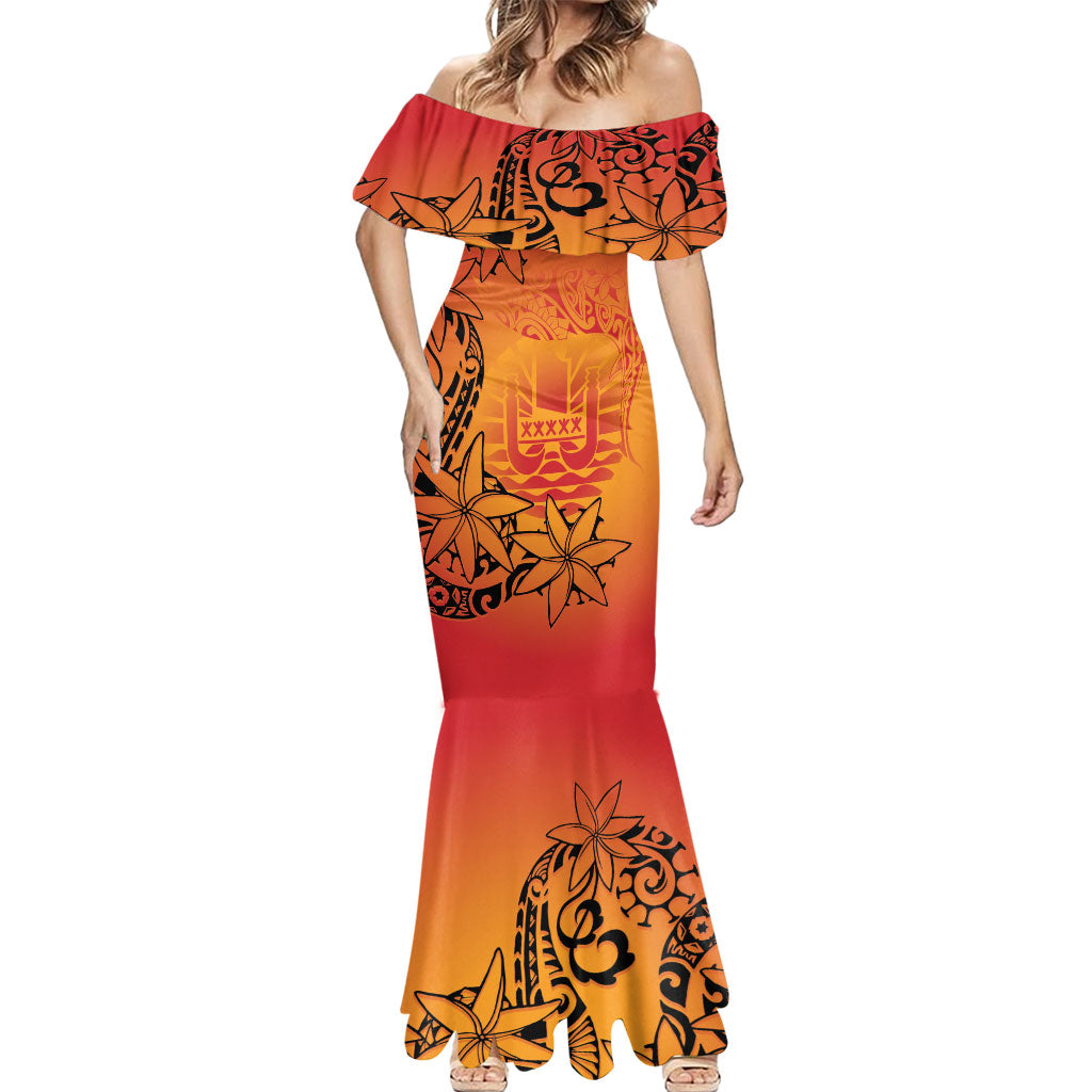 French Polynesia Manta Ray Tattoo Mermaid Dress Tahiti Hahalua Tiare Maori Gradient Style