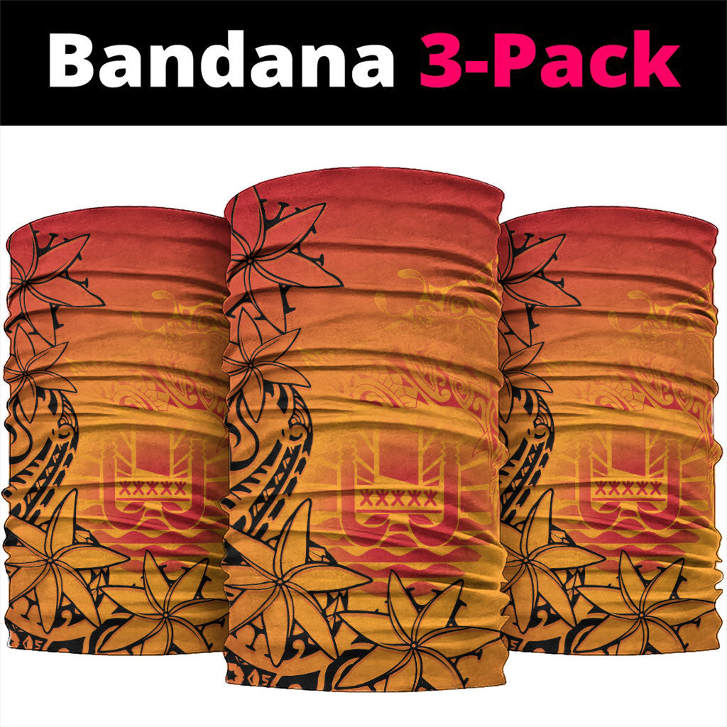 French Polynesia Manta Ray Tattoo Neck Gaiter Tahiti Hahalua Tiare Maori Gradient Style LT14 package One Size: 25*50cm Orange - Polynesian Pride