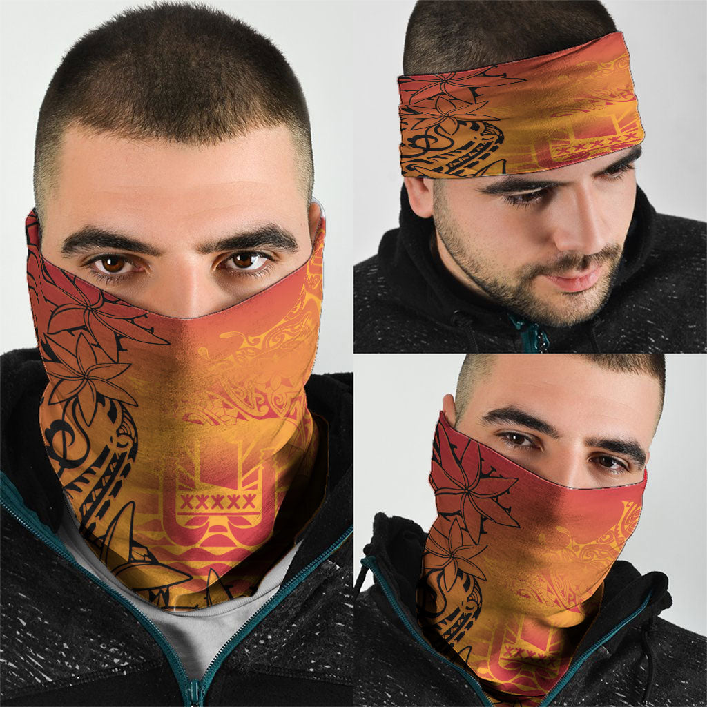 French Polynesia Manta Ray Tattoo Neck Gaiter Tahiti Hahalua Tiare Maori Gradient Style LT14 - Polynesian Pride