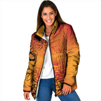 French Polynesia Manta Ray Tattoo Padded Jacket Tahiti Hahalua Tiare Maori Gradient Style