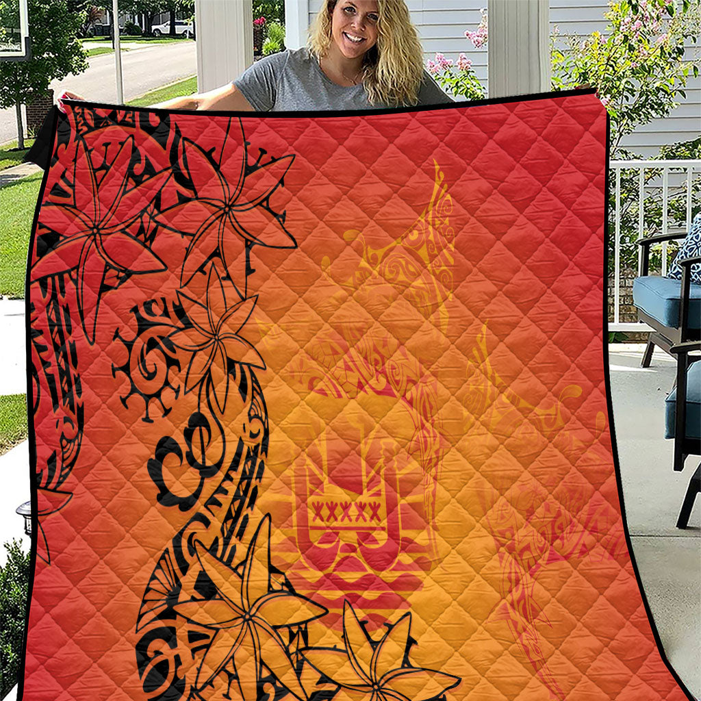 French Polynesia Manta Ray Tattoo Quilt Tahiti Hahalua Tiare Maori Gradient Style