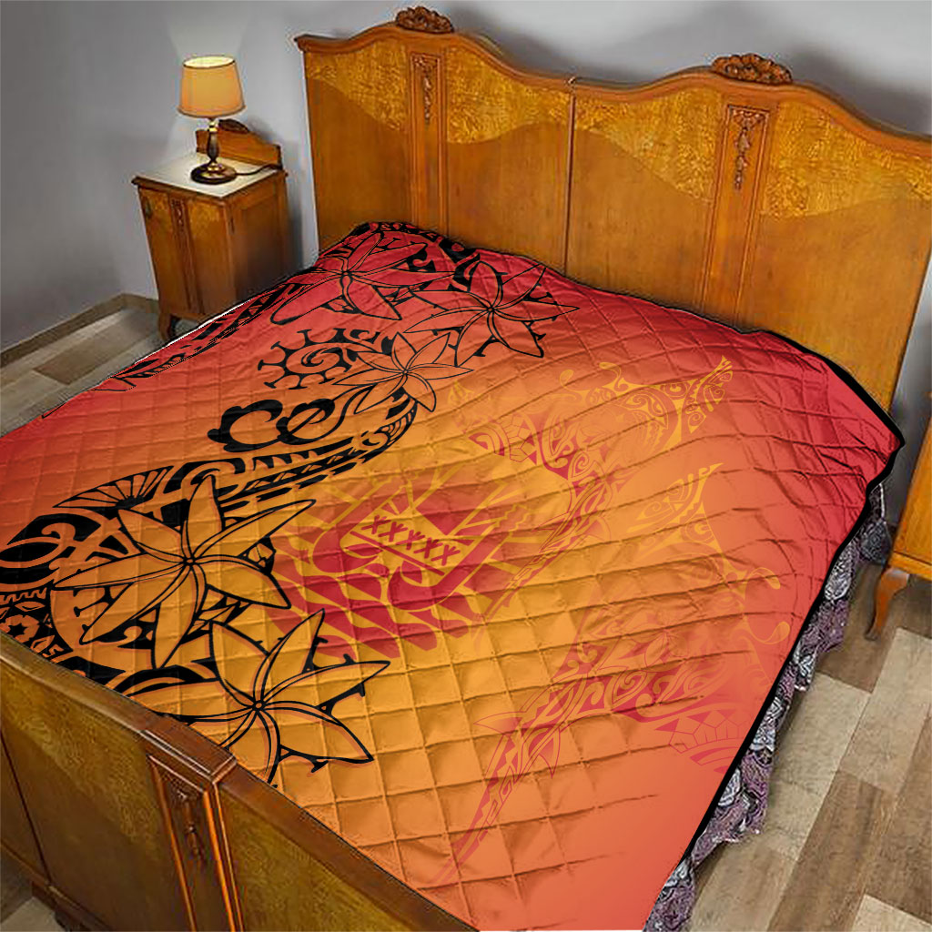 French Polynesia Manta Ray Tattoo Quilt Tahiti Hahalua Tiare Maori Gradient Style LT14 - Polynesian Pride