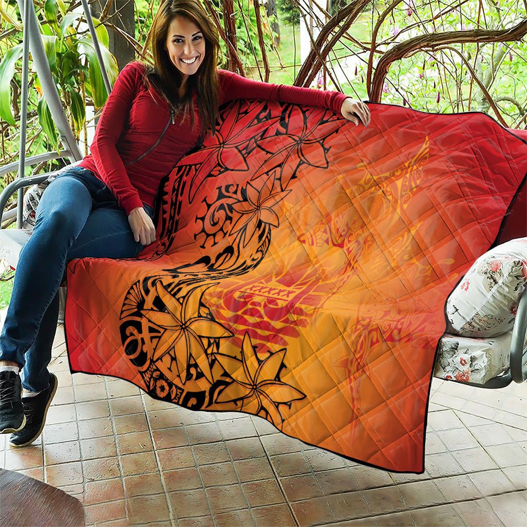 French Polynesia Manta Ray Tattoo Quilt Tahiti Hahalua Tiare Maori Gradient Style LT14 - Polynesian Pride