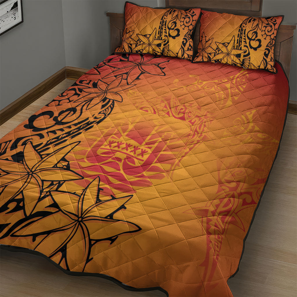 French Polynesia Manta Ray Tattoo Quilt Bed Set Tahiti Hahalua Tiare Maori Gradient Style LT14 - Polynesian Pride