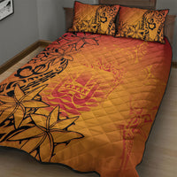 French Polynesia Manta Ray Tattoo Quilt Bed Set Tahiti Hahalua Tiare Maori Gradient Style LT14 - Polynesian Pride