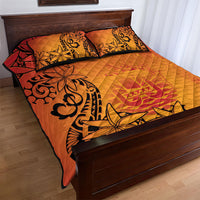 French Polynesia Manta Ray Tattoo Quilt Bed Set Tahiti Hahalua Tiare Maori Gradient Style LT14 - Polynesian Pride