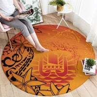 French Polynesia Manta Ray Tattoo Round Carpet Tahiti Hahalua Tiare Maori Gradient Style LT14 - Polynesian Pride