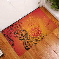 French Polynesia Manta Ray Tattoo Rubber Doormat Tahiti Hahalua Tiare Maori Gradient Style LT14 - Polynesian Pride