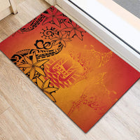 French Polynesia Manta Ray Tattoo Rubber Doormat Tahiti Hahalua Tiare Maori Gradient Style LT14 - Polynesian Pride