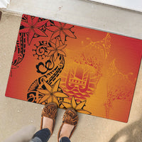 French Polynesia Manta Ray Tattoo Rubber Doormat Tahiti Hahalua Tiare Maori Gradient Style LT14 - Polynesian Pride