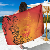 French Polynesia Manta Ray Tattoo Sarong Tahiti Hahalua Tiare Maori Gradient Style LT14 One Size 44 x 66 inches Orange - Polynesian Pride