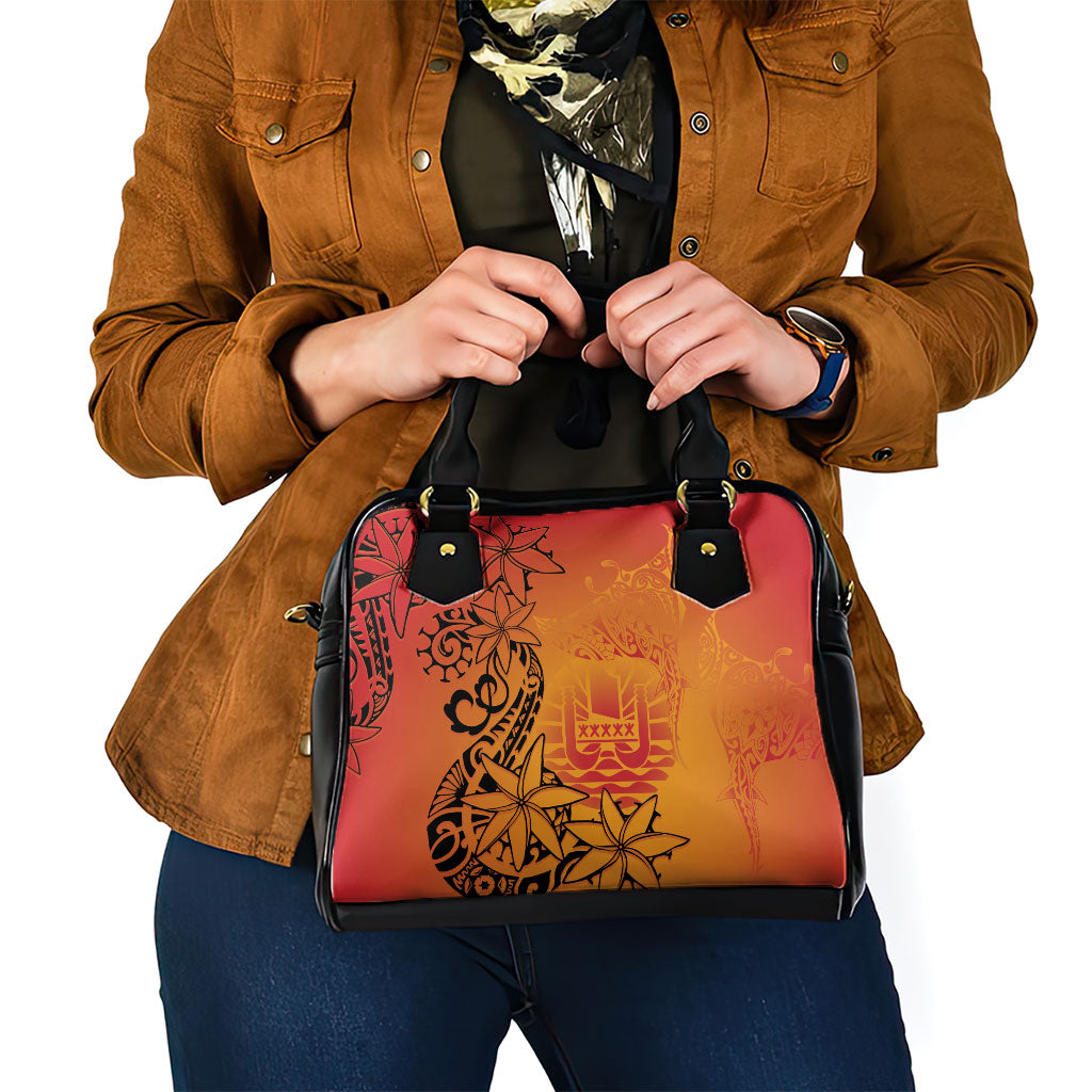 French Polynesia Manta Ray Tattoo Shoulder Handbag Tahiti Hahalua Tiare Maori Gradient Style LT14 - Polynesian Pride