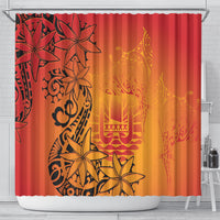 French Polynesia Manta Ray Tattoo Shower Curtain Tahiti Hahalua Tiare Maori Gradient Style LT14 - Polynesian Pride