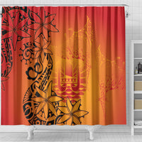 French Polynesia Manta Ray Tattoo Shower Curtain Tahiti Hahalua Tiare Maori Gradient Style LT14 - Polynesian Pride