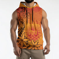 French Polynesia Manta Ray Tattoo Sleeveless Hoodie Tahiti Hahalua Tiare Maori Gradient Style LT14 - Polynesian Pride