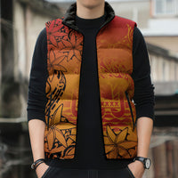 French Polynesia Manta Ray Tattoo Sleeveless Puffer Jacket Tahiti Hahalua Tiare Maori Gradient Style