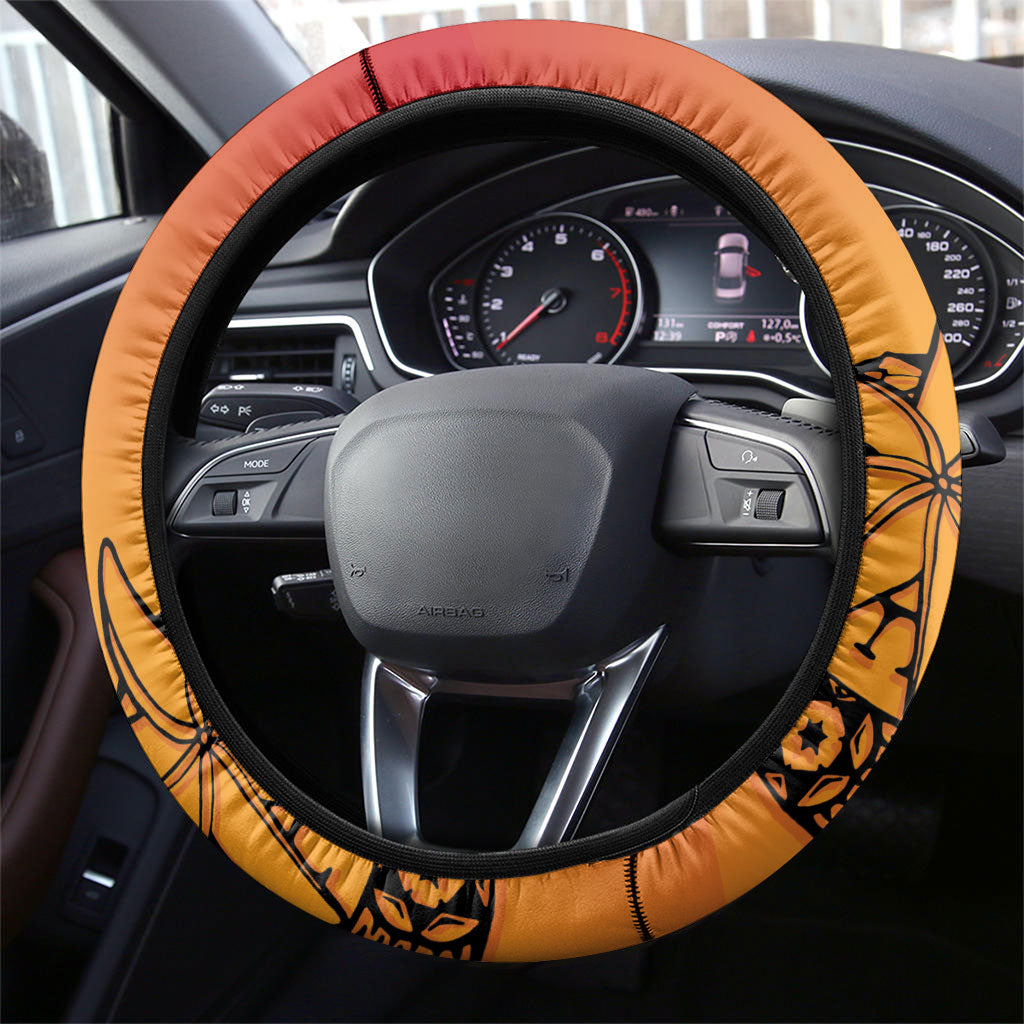 French Polynesia Manta Ray Tattoo Steering Wheel Cover Tahiti Hahalua Tiare Maori Gradient Style LT14 - Polynesian Pride