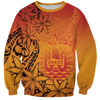 French Polynesia Manta Ray Tattoo Sweatshirt Tahiti Hahalua Tiare Maori Gradient Style LT14 Unisex Orange - Polynesian Pride