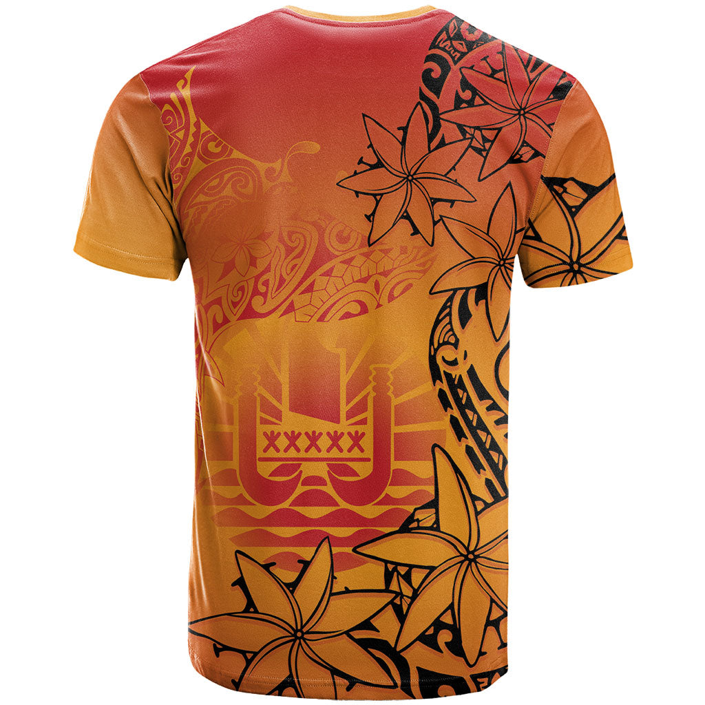 French Polynesia Manta Ray Tattoo T Shirt Tahiti Hahalua Tiare Maori Gradient Style LT14 - Polynesian Pride