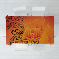French Polynesia Manta Ray Tattoo Tablecloth Tahiti Hahalua Tiare Maori Gradient Style LT14 Orange - Polynesian Pride